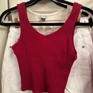 Urban Outfitters Red Ribbed Crop Tank Top